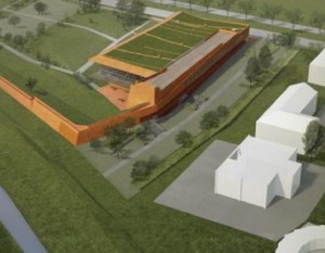 Hala 100-lecia KS Cracovia z kamieniem węgielnym